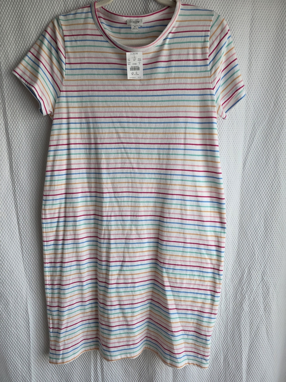 NWT J. Crew Woman's White Dress with Multicolor Stripes Size M